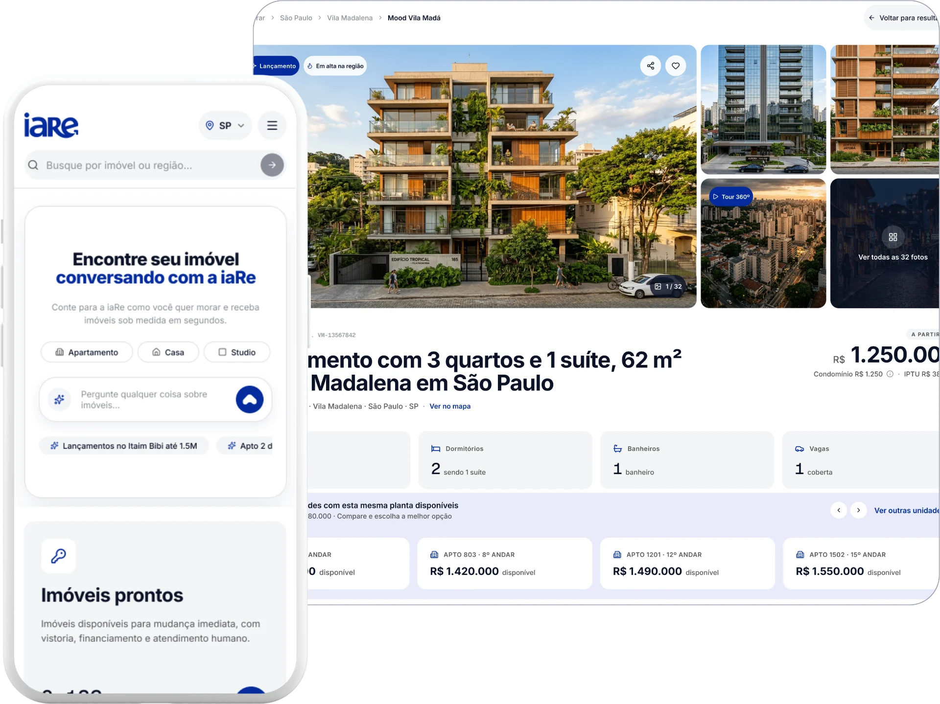 Portal iaRe — busca conversacional e lançamentos em destaque